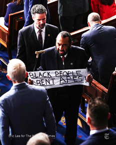 Newswire: Congressman Green raised a bold sign at State of the Union indicating Black men are ready to fight
